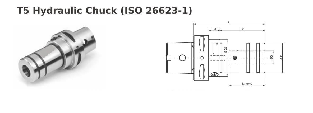 Polygonal Shank T5 HC0.750'' 3.94'' Hydraulic Chuck (Balanced to G2.5 25000 RPM) (ISO 26623-1) (Compatible with Capto® Style C5)